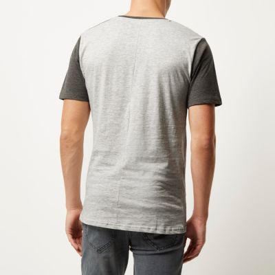 Light grey Only & Sons block panel t-shirt